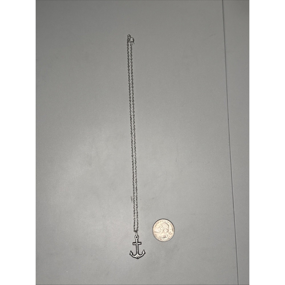 Vintage Silvertone Anchor Pendant Necklace Nautical Marine Jewelry